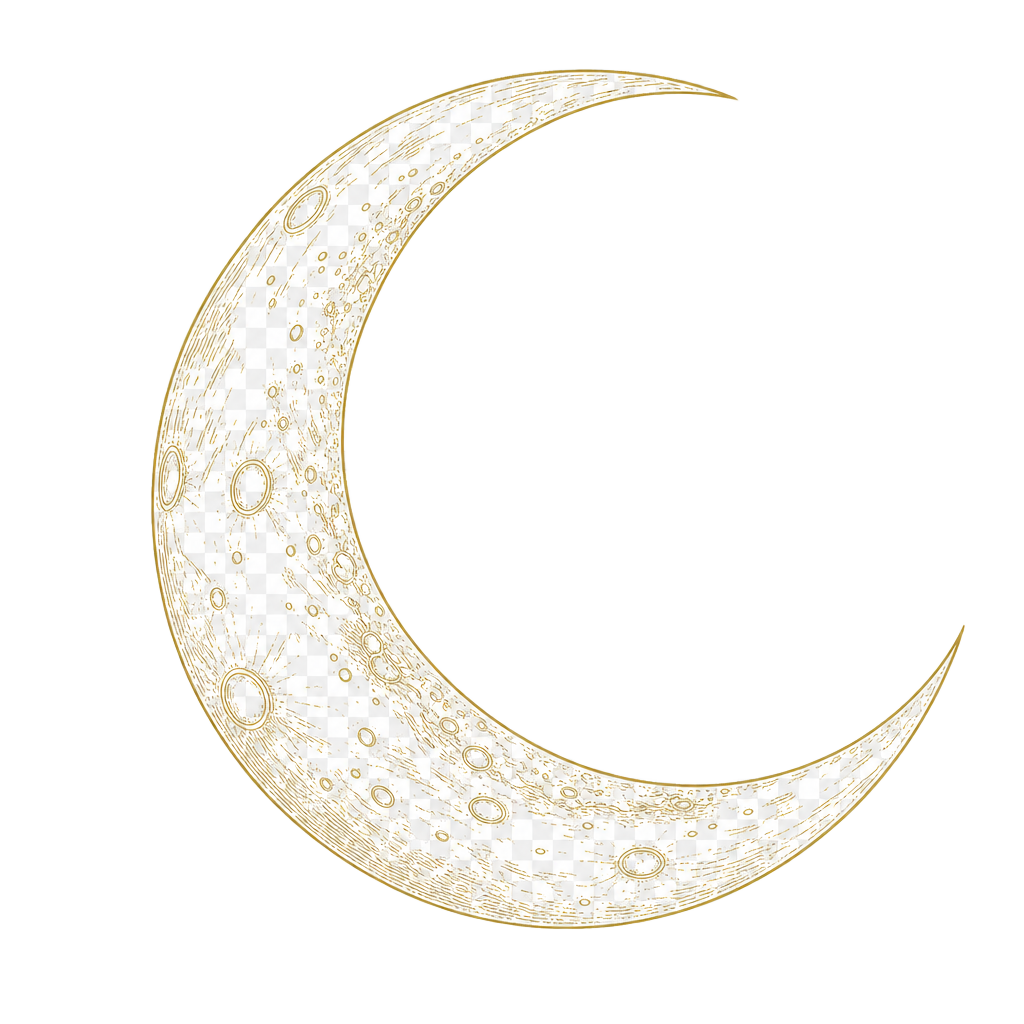 Golden crescent moon illustration